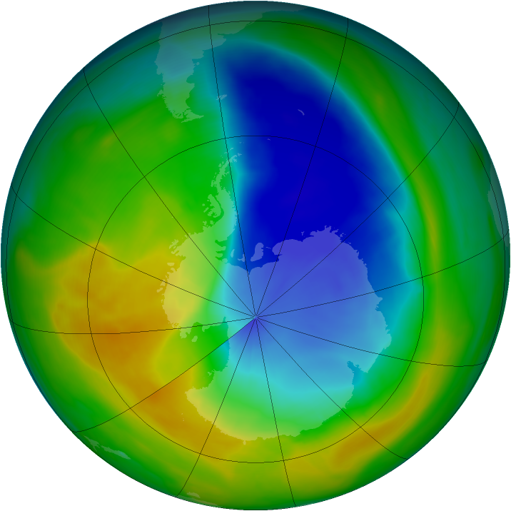 Antarctic ozone map for 10 November 2005